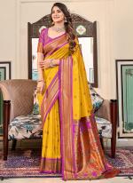 Paithani Silk Yellow Festival Wear Weaving Saree